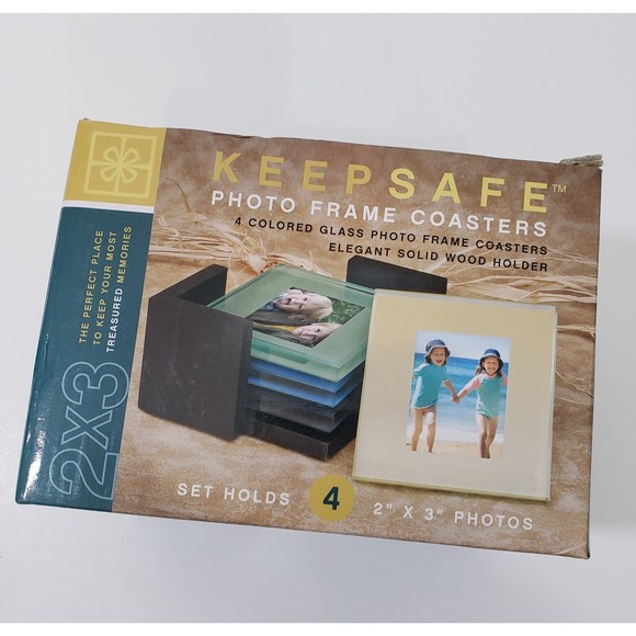 NEW Keepsafe Four Photo Frame Coasters, 2 x 3 Photos - Picture 1 of 5